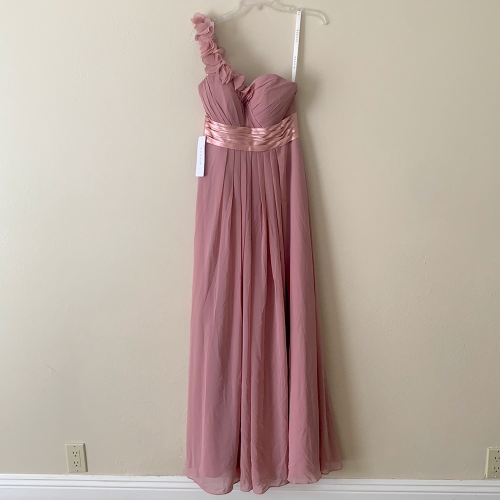 Azazie Evelyn Dusty Rose long Bridesmaid dress NWT